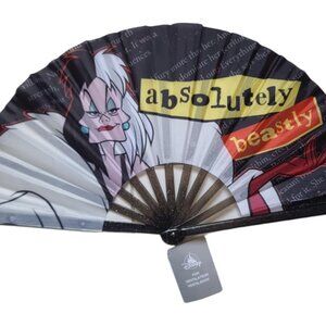 Disney Parks Folding Fan - 01 Dalmatians Cruella Absolulutely Beastly 25" - NEW